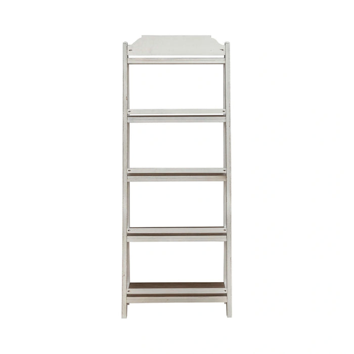 Magnolia Manor Leaning Pier Bookcase in Antique White & Weathered Bark image
