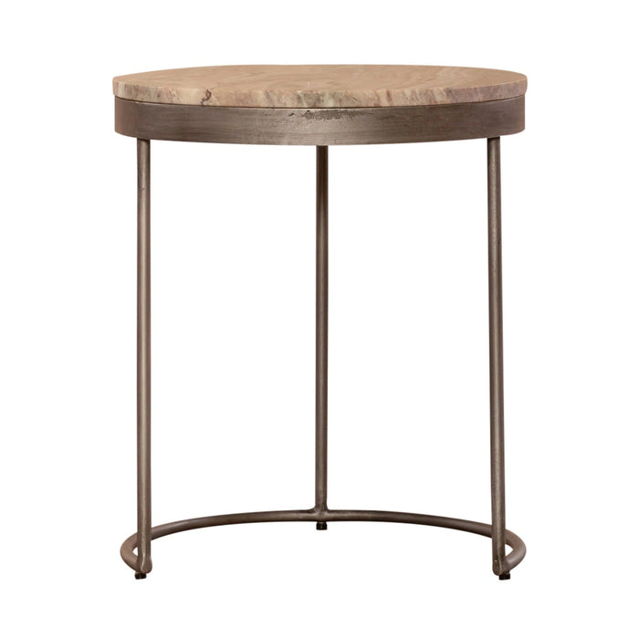 Eclipse Nesting Tables in Greystone Marble Top w/ Pewter Metal image