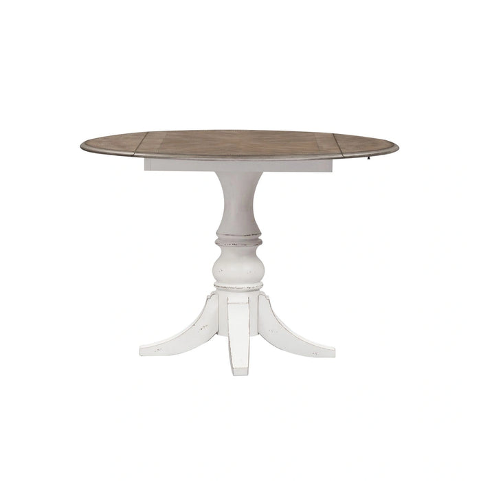 Magnolia Manor Drop Leaf Table in Antique White Base w/ Weathered Bark Tops image
