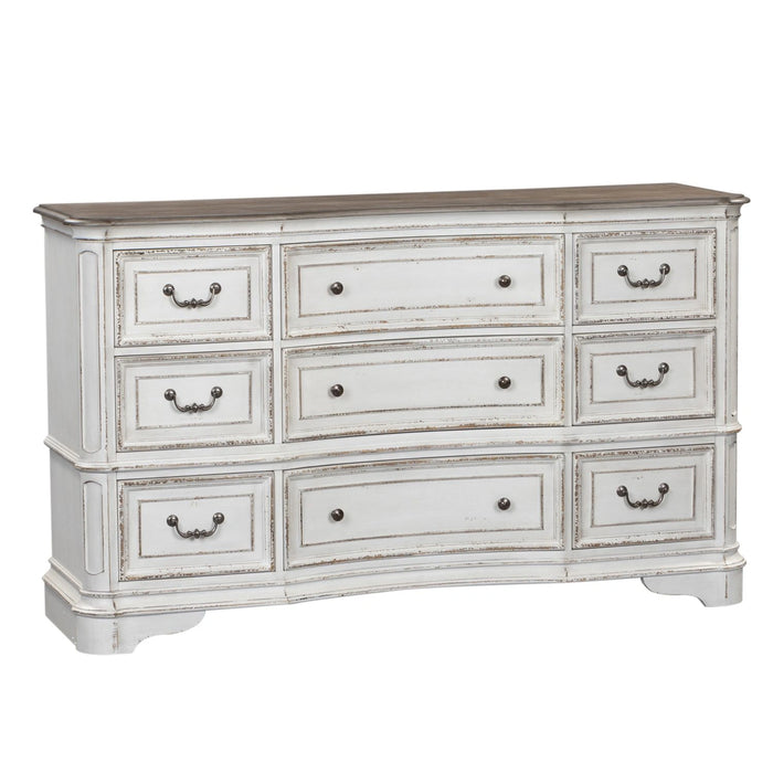 Magnolia Manor Leg 9 Drawer Dresser in Antique White image