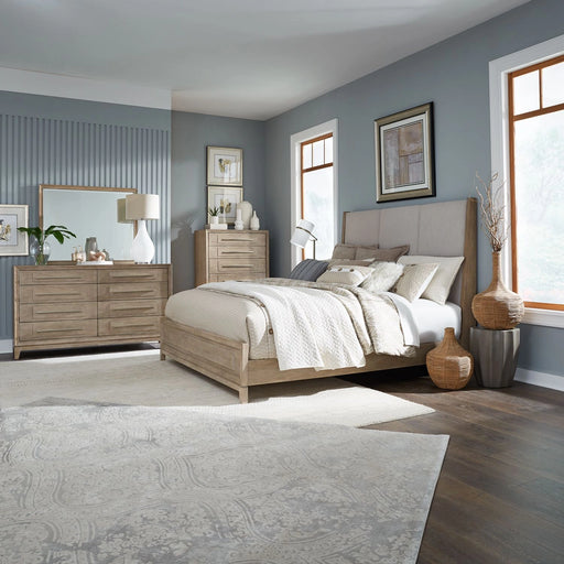 Brentwood King California Uph Bed, Dresser & Mirror, Chest image