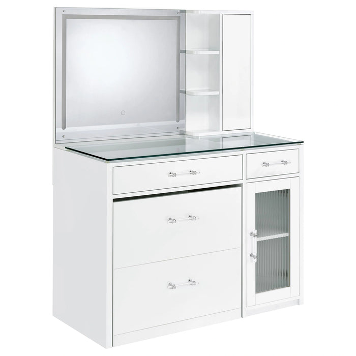 Flora Makeup Vanity Table with LED Mirror and Stool Set
