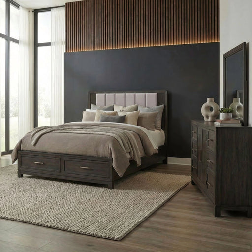 Modern Edge King Storage Bed, Dresser & Mirror image