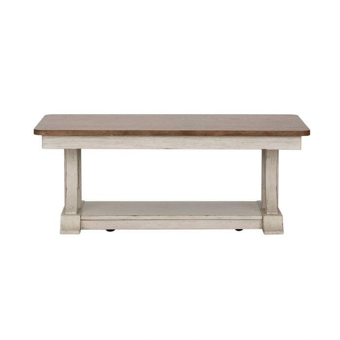 Farmhouse Reimagined Rectangular Cocktail Table in Antique White image