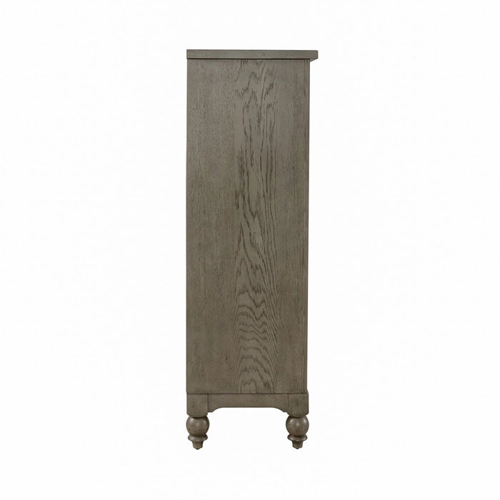 Americana Farmhouse 5 Drawer Chest in Dusty Taupe and Black image