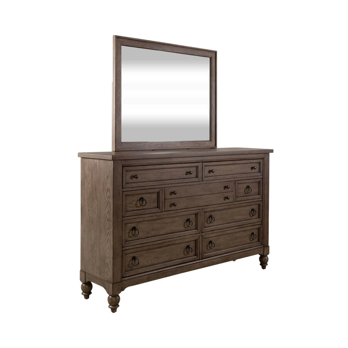Americana Farmhouse King California Sleigh Bed, Dresser & Mirror image