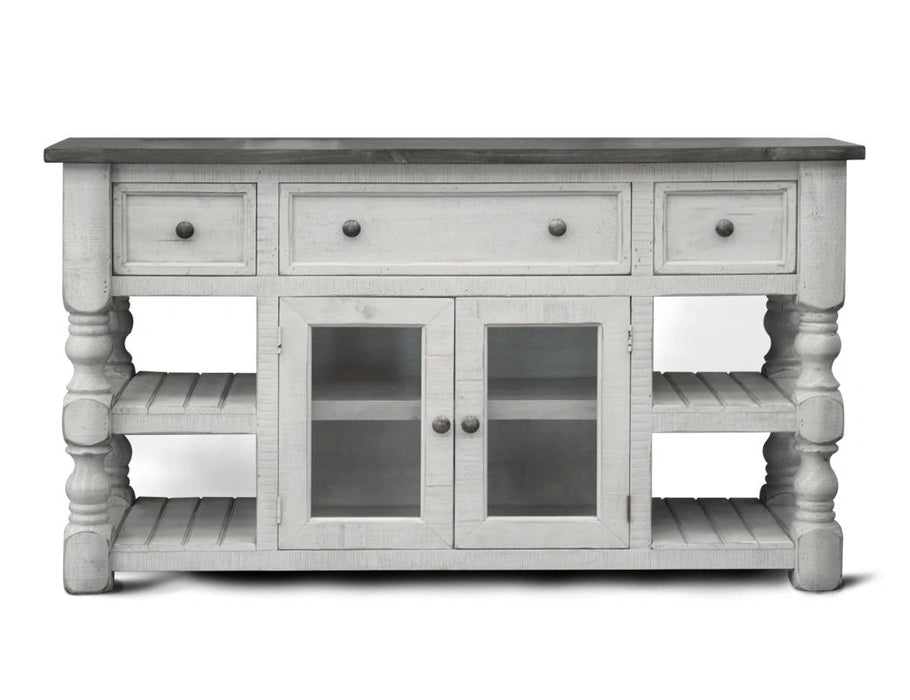 Stone 60" TV Stand w/ 3 Drawer and 2 Glass Doors