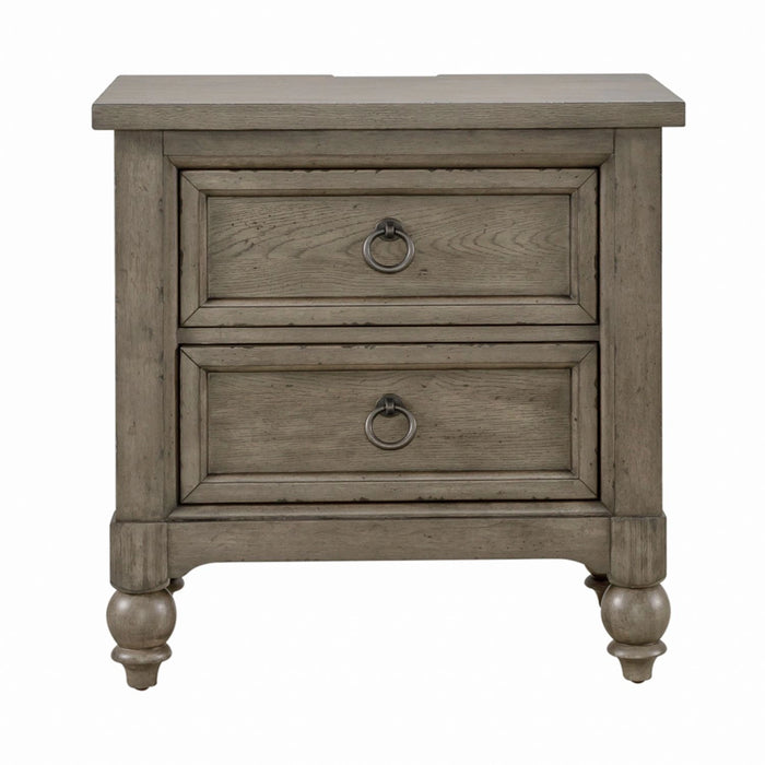 Americana Farmhouse 2 Drawer Nightstand in Dusty Taupe and Black image