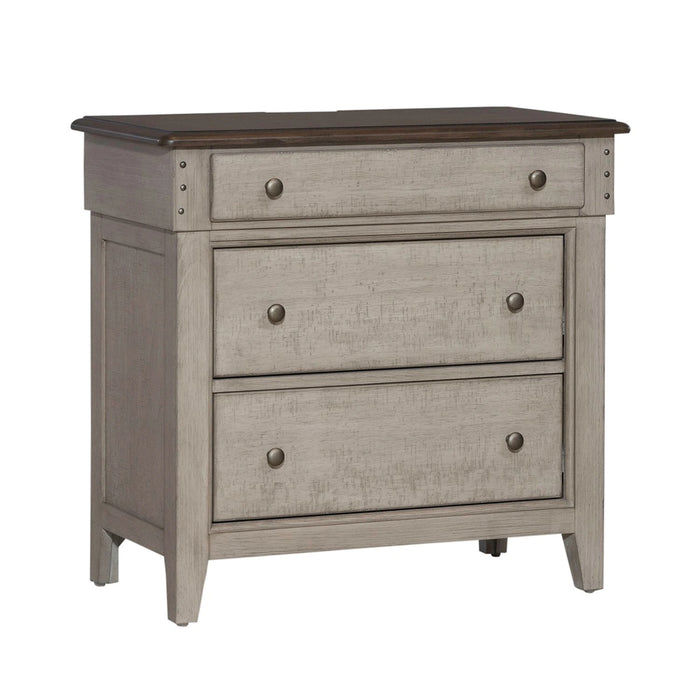 Ivy Hollow 3 Drawer Bedside Chest w/ Charging Station in Weathered Linen image