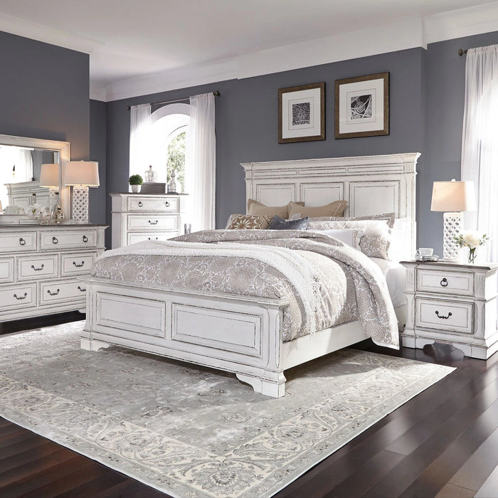 Abbey Park King California Panel Bed, Dresser & Mirror, Chest, Night Stand image