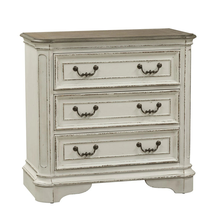 Magnolia Manor 3 Drawer Bedside Chest in Antique White image