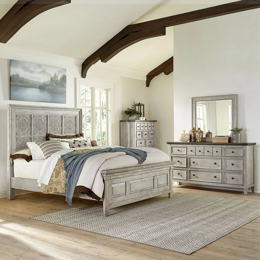 Heartland King Opt California Panel Bed, Dresser & Mirror, Chest image