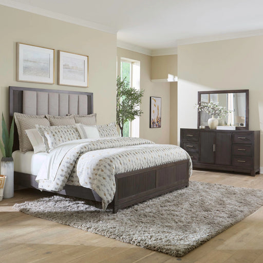 Modern Edge King Uph Bed, Dresser & Mirror image