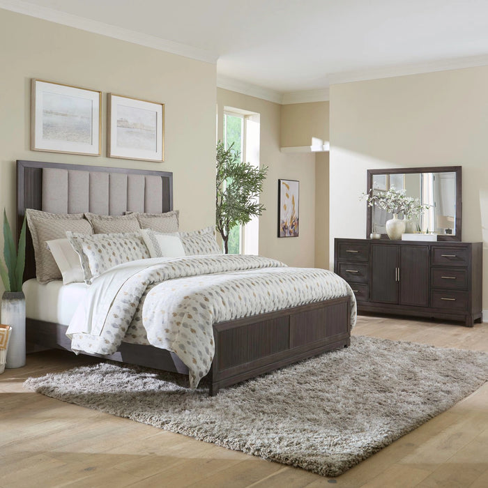 Modern Edge King Uph Bed, Dresser & Mirror image