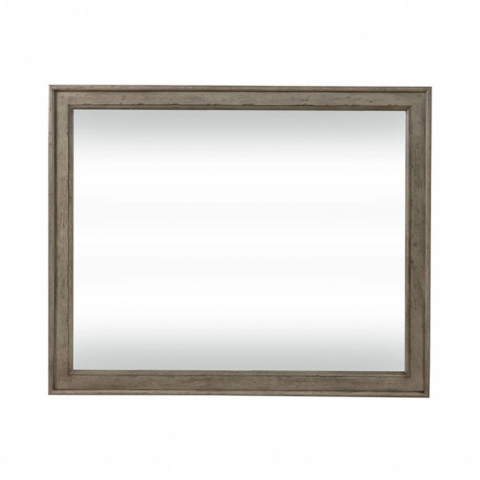 Americana Farmhouse Landscape Mirror in Dusty Taupe and Black image