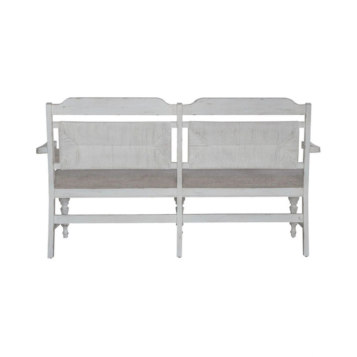 River Place Panel Back Bench in Riverstone White & Tobacco image