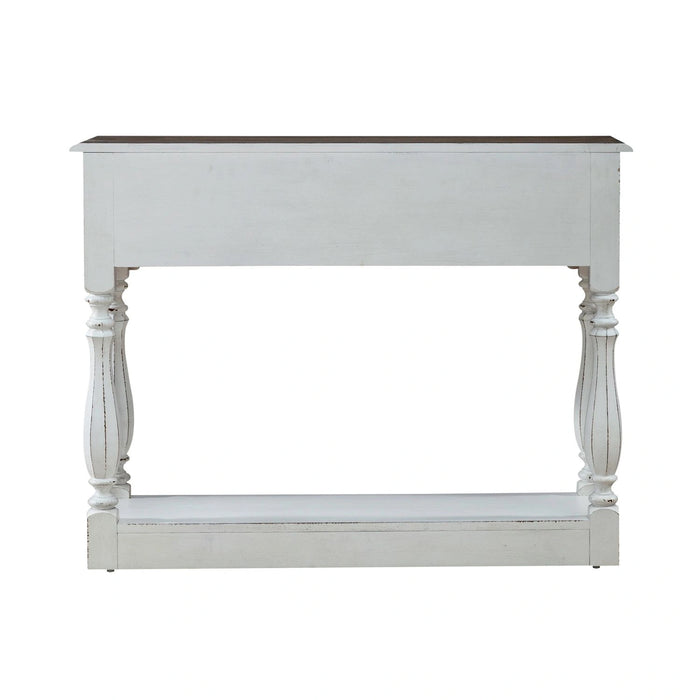 Magnolia Manor Hall Console in Antique White & Weathered Bark EST SHIP TIME APPX 4 WEEKS image